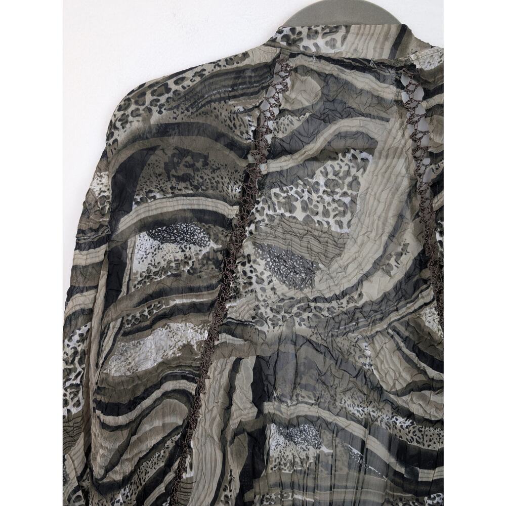 Alberto Makali Cardigan Crinkle Open Front Lace Mixed Animal Print Black Size M - Picture 6 of 10